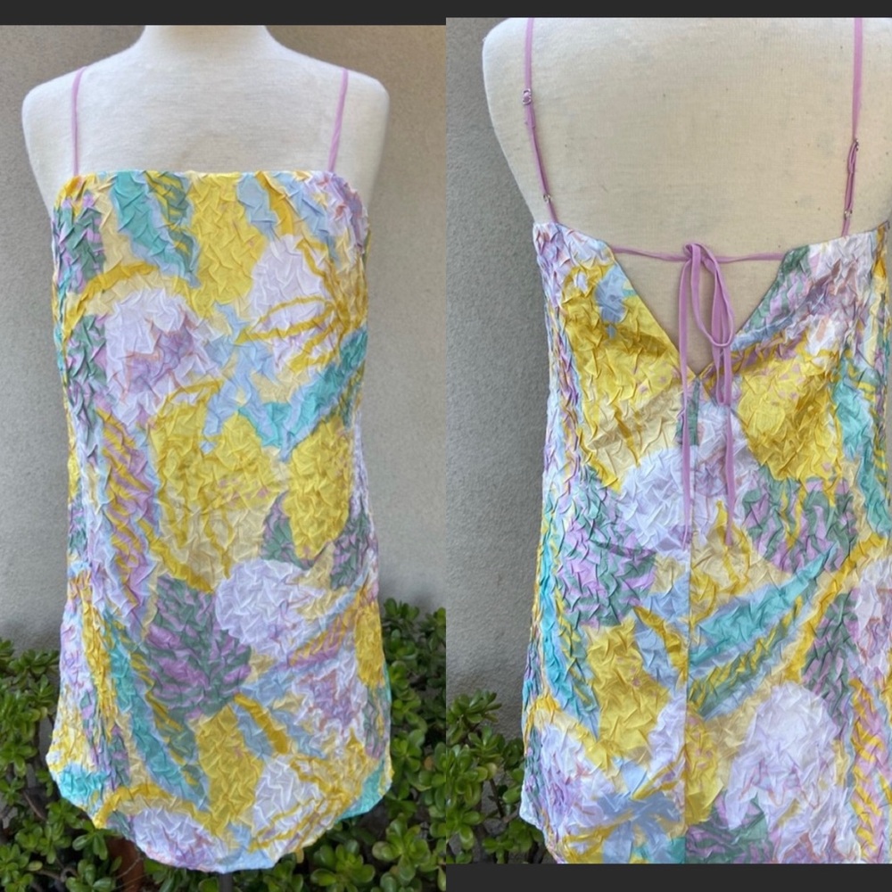Urban Outfitters mini dress or tunic top lined textured fabric pastels M